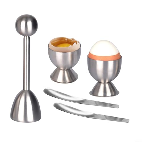 FACAIIO Lot de 5 crackers à œufs en acier inoxydable 304, outil de cuisine compact et léger pour la cuisine à la maison, argent, lot de 5 (blanc)