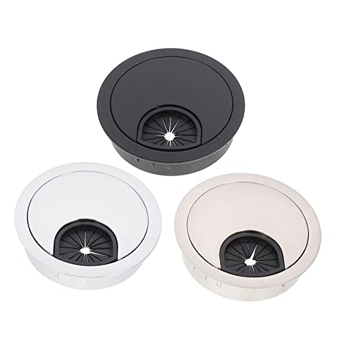 BELLIFFY 3pcs Round Cable Hole Covers for Desk Wire Organizer Zinc Alloy Grommets 50mm Hole Home Office