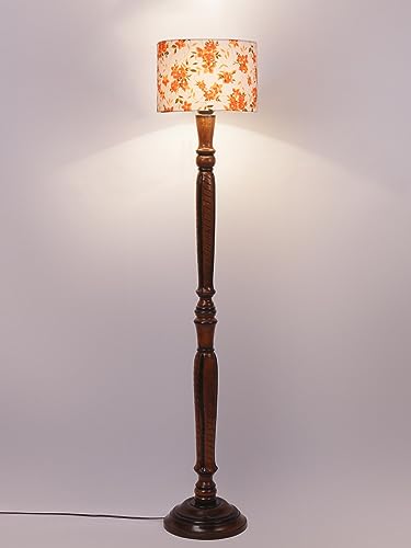 Image of Devansh Multicolor Cotton Wooden Floor Lamp -14