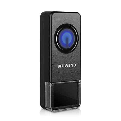Sonnette de porte sans fil BITIWEND avec flash LED, sonnette fonctionnant à 300 m Bouton-poussoir