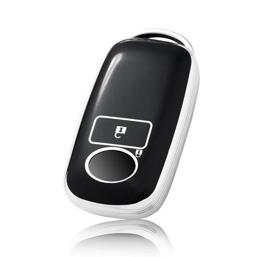 ライズ ダイハツ キーケース 適合トヨタロッキー 新型タフト キーカバー ルーミー スマートキーケース 両側スライドドア に適応 高級 軽量 傷防止 TPU製 おしゃれ (ブラック銀-2ボタン)