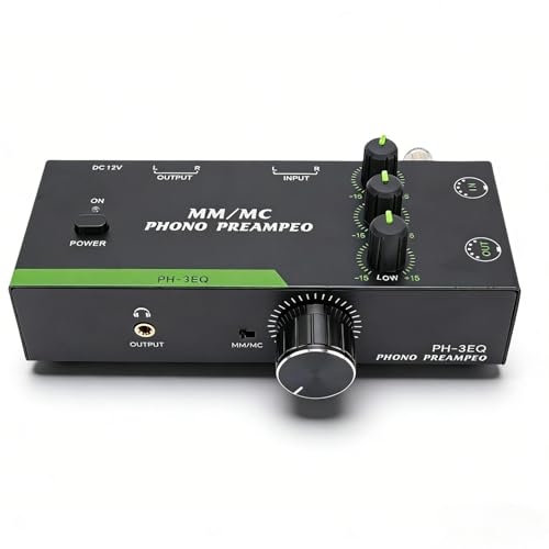 MENDUNER Phono Preamp for Turntable, 5 Pin XLR Input and Output, 3-Level Adjustable Gain, Bass and Treble Control, Home Audio for MM & MC, Phonograph Record Player. (UK Plug)