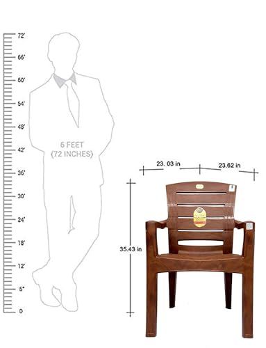 Image of ANMOL Plastic Moulded Jaguar High Back Chair Strong Structure Build Chair for Home (Set of 1) Brown Weight Bearing Capacity 200 Kgs (Shree Ganesh Online Original Seller)