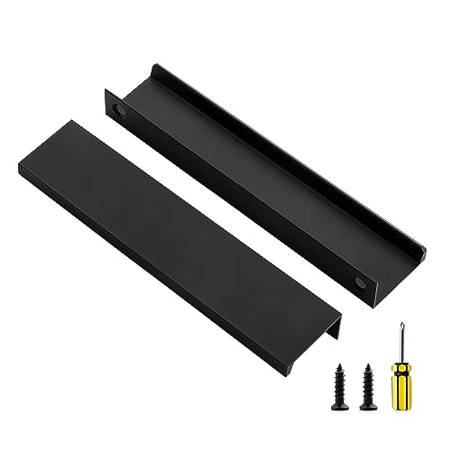 Image of Ravinte 3 Pack Finger Pulls for Cabinets 150mm /5.9 inch Length Black Edge Pulls