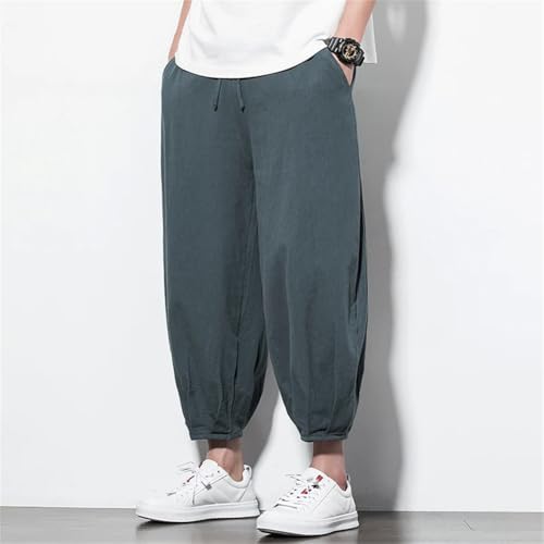 Niiyyjj Mens Harem Pants Japanese Style Casual Cotton Linen Trousers Loose Ankle Length Pants2