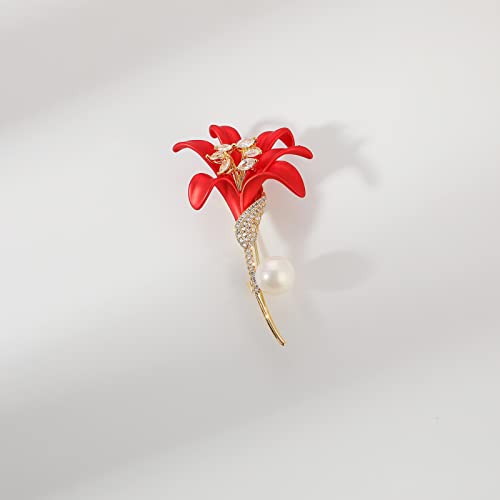 Ailonmei Elegant Pearl Flower Designer Brooch Pins Broches Costume Jewelry For Women Fashion Christmas Gift (Lily) #TOP1