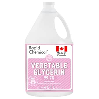 Vegetable Glycerin - USP Food Grade Glycerine Liquid 99.7% - 4 Liter / 1 Gallon / 135 Fl Oz - Made in Canada - Multi-Purpose Vegetable Glycerin Food Grade, Colorless, Odourless, Kosher, Halal