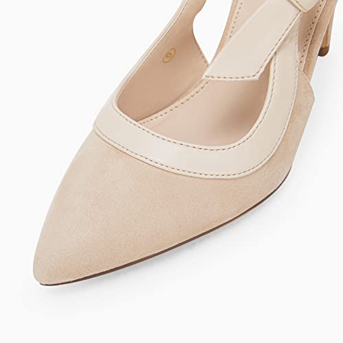 Coutgo Women's Pointed Toe High Heels Slingback Bowknot Formal Pumps Dress Shoes4