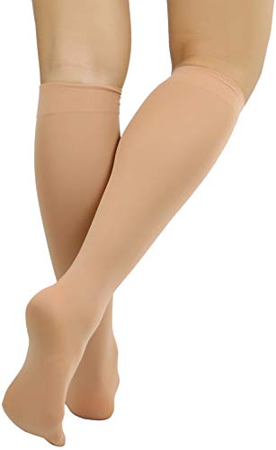Image of ToBeInStyle Women's Opaque Knee High Nylon Fashion Socks Solid & w /Front Satin Bow