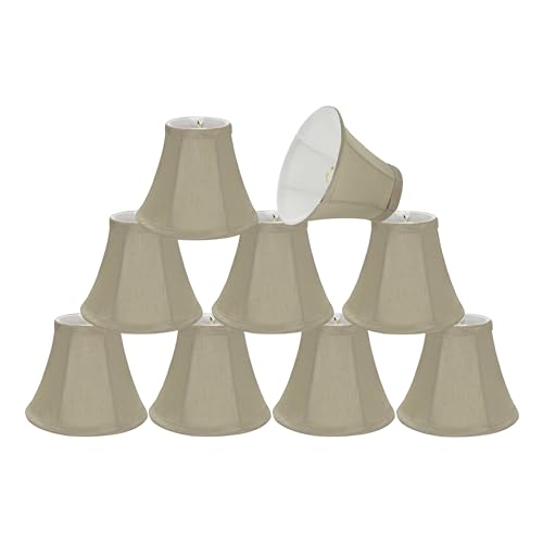 Image of Aspen Creative 30008-9, Bell Clip-On Chandelier Lamp Shade, Butter Creme, 3 inch Top x 6 inch Bottom x 5 inch Slant Height, Set of 9