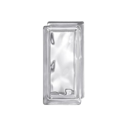 VETROCEMENTO VETROMATTONE MATTONE IN VETRO ONDULATO TRASPARENTE 19X9X8 cm.