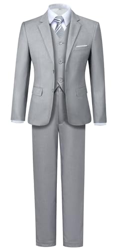 Boys 5-Piece Formal Suit Set with Jacket, Vest, Pants, Shirt & Tie