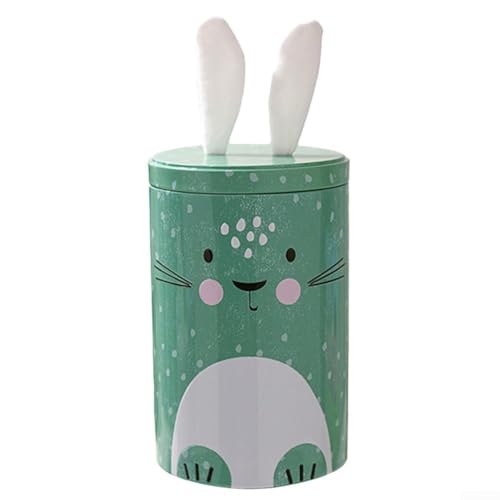 Encantadora caja de hierro con forma de conejo para guardar dulces, chocolates y pequeñas baratijas, perfecta para decoración de Pascua y organizar objetos pequeños (verde)