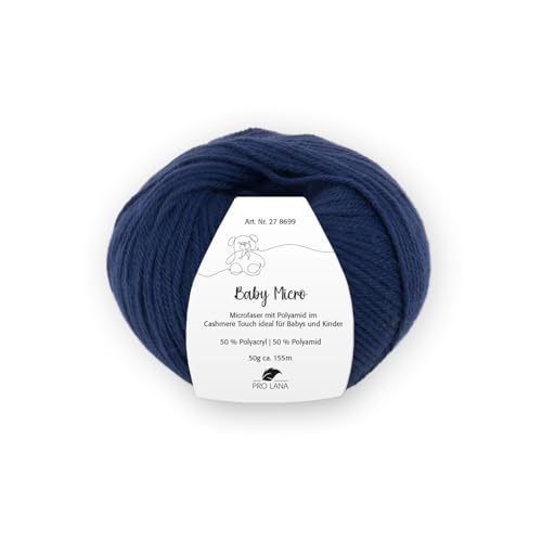 PRO LANA Baby Micro – Color: azul marino (50) – 50 g/aprox. 155 m de lana