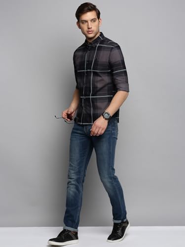 Image of SHOWOFFFF Men Check Print Casual Shirt | Spread Collar Full Sleeves Cotton Shirt for Mens | Slim Fit Regular Length Shirt for Men's