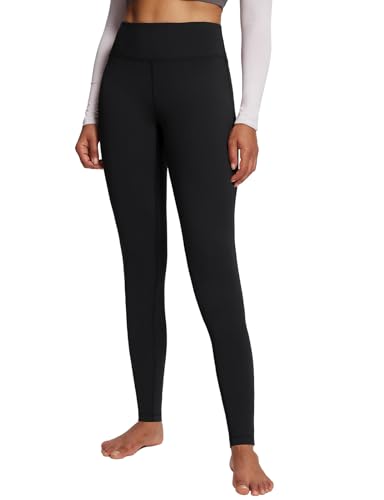 baleaf Black Leggings for Women Fleece Lined Thermal Warm Winter Tights High Waisted Thick Yoga Pants Cold Weather Inner Pocket M