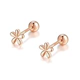 ピアス シルバー Silver925 フラワー お花 小ぶり ミニ 4ｍｍ 18Kコーティング 金属アレルギー対応 (ピンクゴールド（ネジ式）)