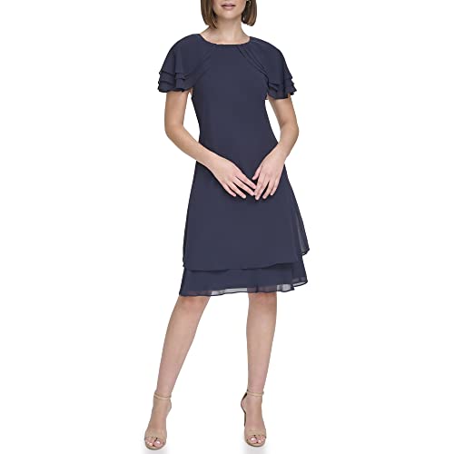 Jessica Howard Women's Flutter Sleeve Mini Sheath Boat Neck Dress