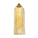JUST IN STONES Natural Citrine Gemstone Crystal Hexagonal Pointed Reiki Chakra Faceted Prism Wand Stone Home Decor