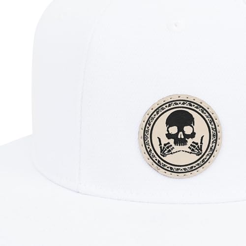 Image of Flat Brim Hats for Men - Gothic Style Skull Hat Leather Pattern - Hip-Hop Snapback Hat Skeleton Hats for Men