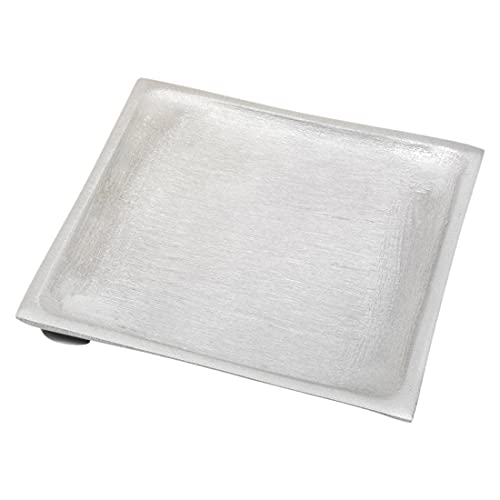 NKlaus Plato de Aluminio para Velas Cuadrado 11x11cm en el Interior del portavelas Posavasos Plateado Mate 10407