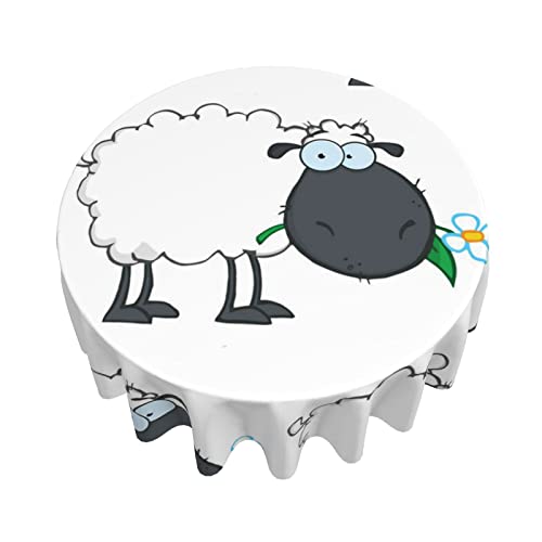 Evealyn Sheep Printed Round Tablecloth Table Cloth Waterproof Table Cover Wrinkle Resistant Restaurant Cloth For Kitchen Dining Wedding Parties #TOP2