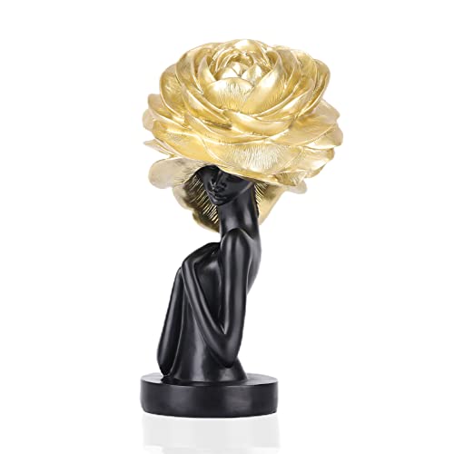 Dovdov Black And Gold African Statues And Sculptures, African-American Women Busts African Statues For Home Decor, Modern Living Room Decor, Office, Shelf, Console Decor Filling #TOP22