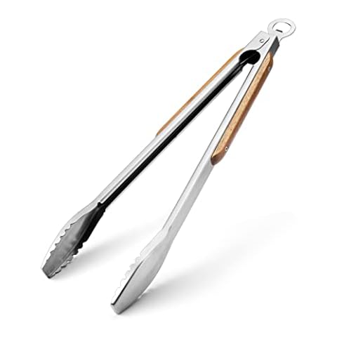 Wooden Grill Tongs, 19.5"/50cm Ultra Long BBQ Tongs Cover