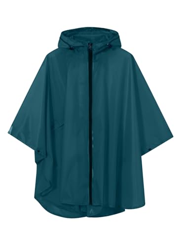 Image of SaphiRose Lightweight Kids Rain Poncho Waterproof Jacket Zipper Up Rain Coat