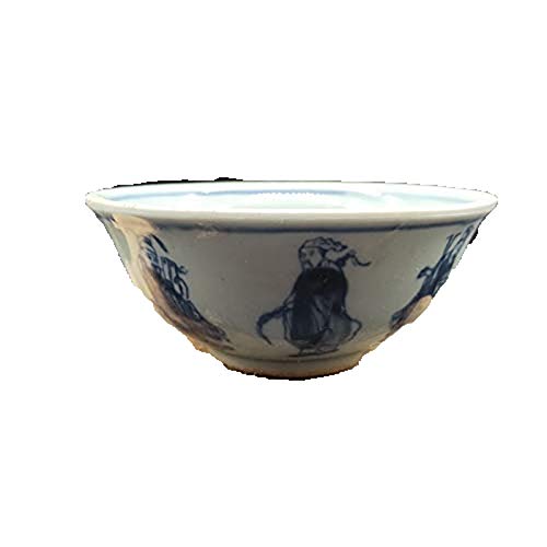 Fashion158 Ming figuras azules y blancas, ocho centavos, cuencos, antigüedades, colecciones, artículos viejos, adornos Jingdezhen