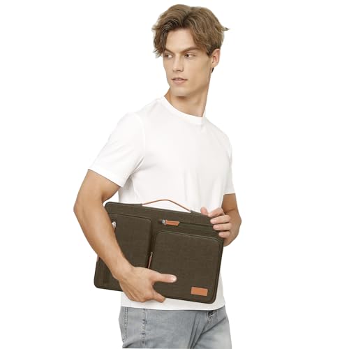 Image of MOSISO 360 Protective Laptop Case 13.3 inch, 13-13.3 inch Laptop Sleeve Compatible with MacBook Air /Pro 13 / Pro 14,HP Dell Acer ASUS,Side Open Carrying Case with 4 Zipper Pockets&Handle, Carob Brown