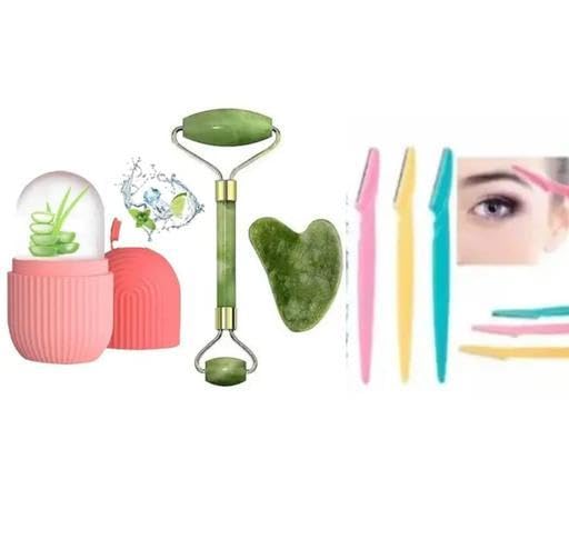 Face Stone Jade Roller Massager with Gua Sha Stone and Ice Roller Set Facial Roller 100% Natural Stone Jade Roller for Skin Eye Neck Body Ice Cube Roller AAD-P630-image-49