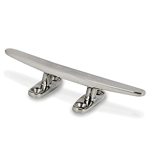 PROTECH 2 Stück Bootsklampe flach 4 löcher 200mm aus rostfreier Edelstahl A4 Festmacher V4A Klampen für Boot AISI 316 Belegklampen