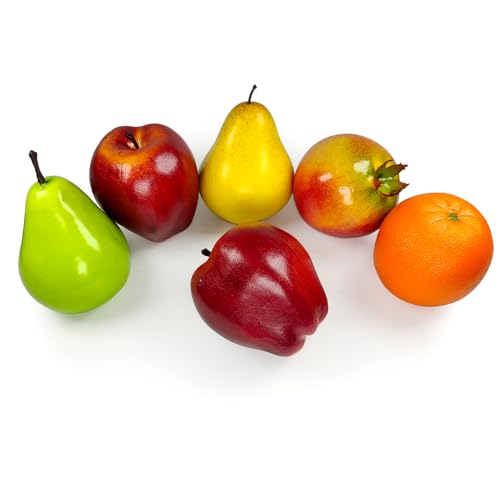 Artificial Fruits Pack,Fake Fruits for Home Decor,Simulation Fruit Set,Faux Fruits Set for Party Chirstmas Decortion,Fruit Modle for Photoshoot,Fake Apples,Pomegranate,Mixture Fruits 6 Pieces/Set