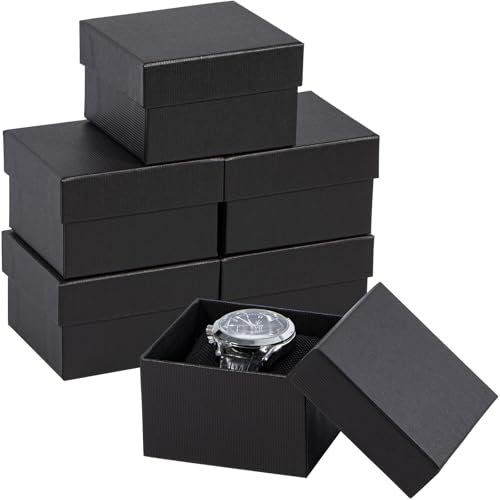 Gasuuo Watch Gift Box, 6 Pack Paper Cardboard Watch Box with Pillow Watch Box Jewelry Gift Boxes Square Cardboard Boxes for Men and Women, Christmas, Birthdays,Valentine's Day 3.5