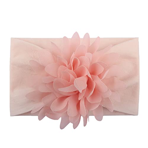 Image of SYGA Baby Headbands Nylon Flower Soft Stretchable Hairband for Newborn Infant Toddler Kids For 0-3 Year - Peach