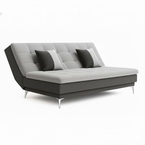 Image of SOCOZI Flexinest 3-Seater Sofa Cum Bed Set for Bedroom Set | Soft Velvet Suede Fabric | Modern Design | Plush Comfort Cushions for Living Room (Dark Grey-Light Grey)