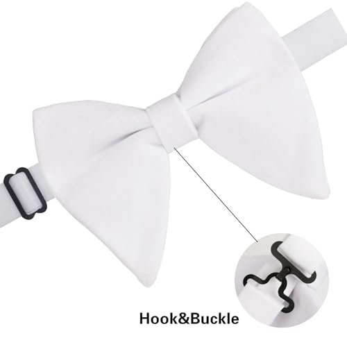 Image of Alizeal Velvet Pre-tied Adjustable Bow Tie for Men Oversize Formal Solid Tuxedo Bowtie