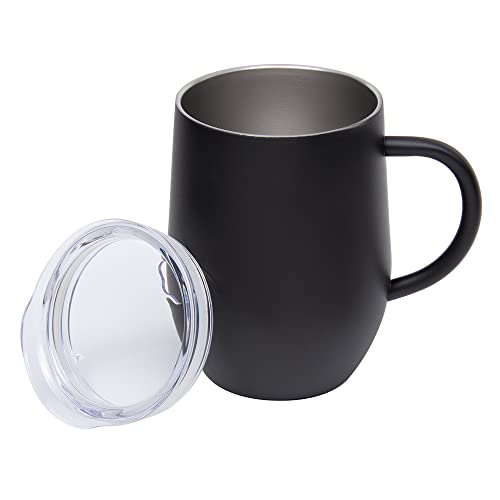Mimo Style Caneca Térmica Inox Preta Com Alça, Tampa Hermética à Prova de Vazamento, Com Capacidade