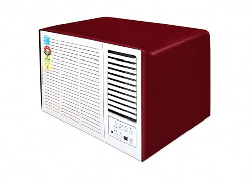 Image of Waterproof Polyester Window AC Cover 1.5 Ton - Indoor & Outdoor Combo Set with Elastic fit | All-Weather Dustproof UV & Scratch Protection, Durable Secure Fit-(Maroon)