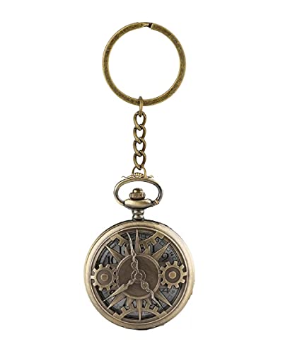 Image of AUGEN Premium Pocket Watch Metal Keychain Mecanical Design Retro Vintage for Gifting With Key Ring Anti-Rust (Pack Of 1)