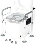 Rehausseur Toilette Adulte 15cm Hauteur Réglable 7 Niveaux Rehausseur WC Adulte Siège de Toilette Surélevé avec Accoudoir Jusqu'à 150 kg Chaise Toilette pour Personne Âgée Handicapé Patient Enceinte