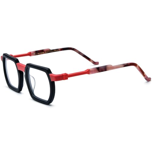 Image of HEPIDEM Matte Multicolor Acetate Glasses Frame Men Vintage Square Eyeglasses Optical Spectacles 9289