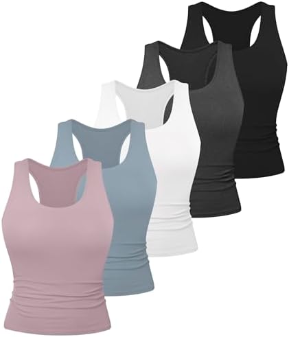 Dalavch 5 Pack Women's Workout Racerback Tank Tops Crop Spandex Y...