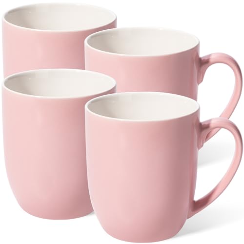 Urbanstrive 16 oz Large Coffee Mugs Set of 4 Ceramic Coffee Mug White Coffee Cups Tea Cups Idea Gift for Women Men House Warming Gifts New Home Office Pink 4 Pack