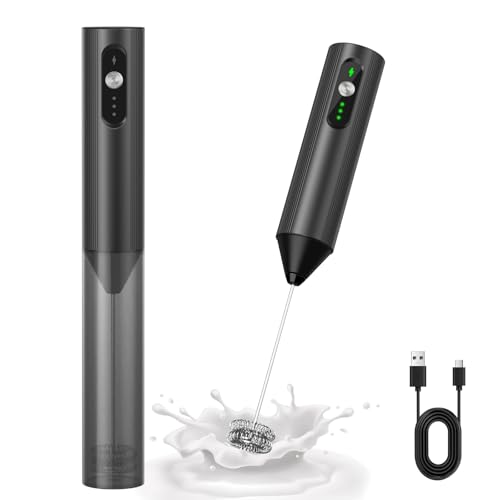 CIRCLE JOY 3-Speed Rechargeable Coffee Frother Electric, Milk Frother Handheld with Dual Spring Whisker for Home Coffee Maker Lattes, Cappuccino & Hot Chocolate