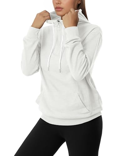 Image of GIVON Womens Casual Zip Up Hoodie Cotton Blend Soft Fabric Basic Layering Hooded Jacket with Kangaroo Pocket