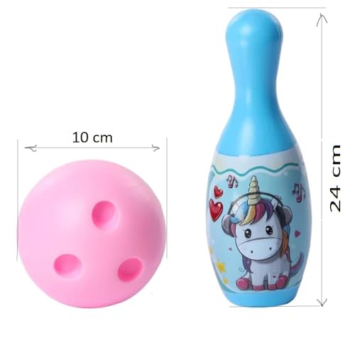 Bowling Game Toy for Kids Set of 6 Large Pins & 1 Ball Toys Bowling Alley Set Premium Sports Learning Toys Multicolor