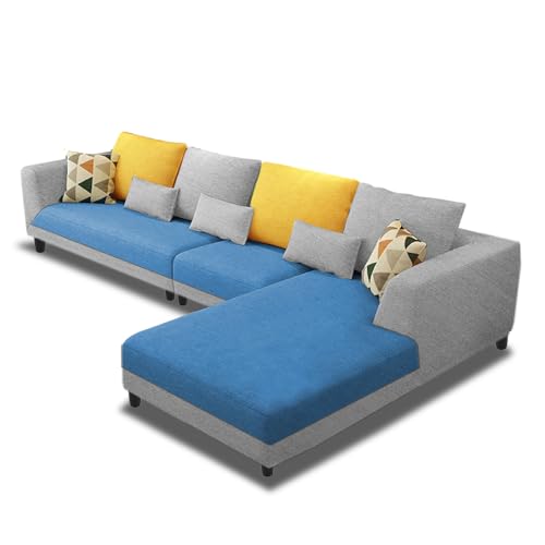Image of Galib RHS 6 Seater L Shape Sofa Set for Living Room (Turquise Grey Fabric) Premium Fabric Sofa