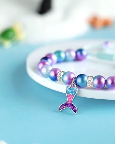 Mermaid Birthday Bracelets- 4th 5th 6th Birthday Gifts for Daughter Granddaughter Niece4